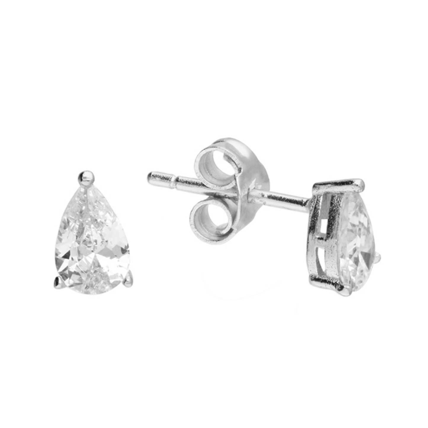 teardrop stud earrrings silver