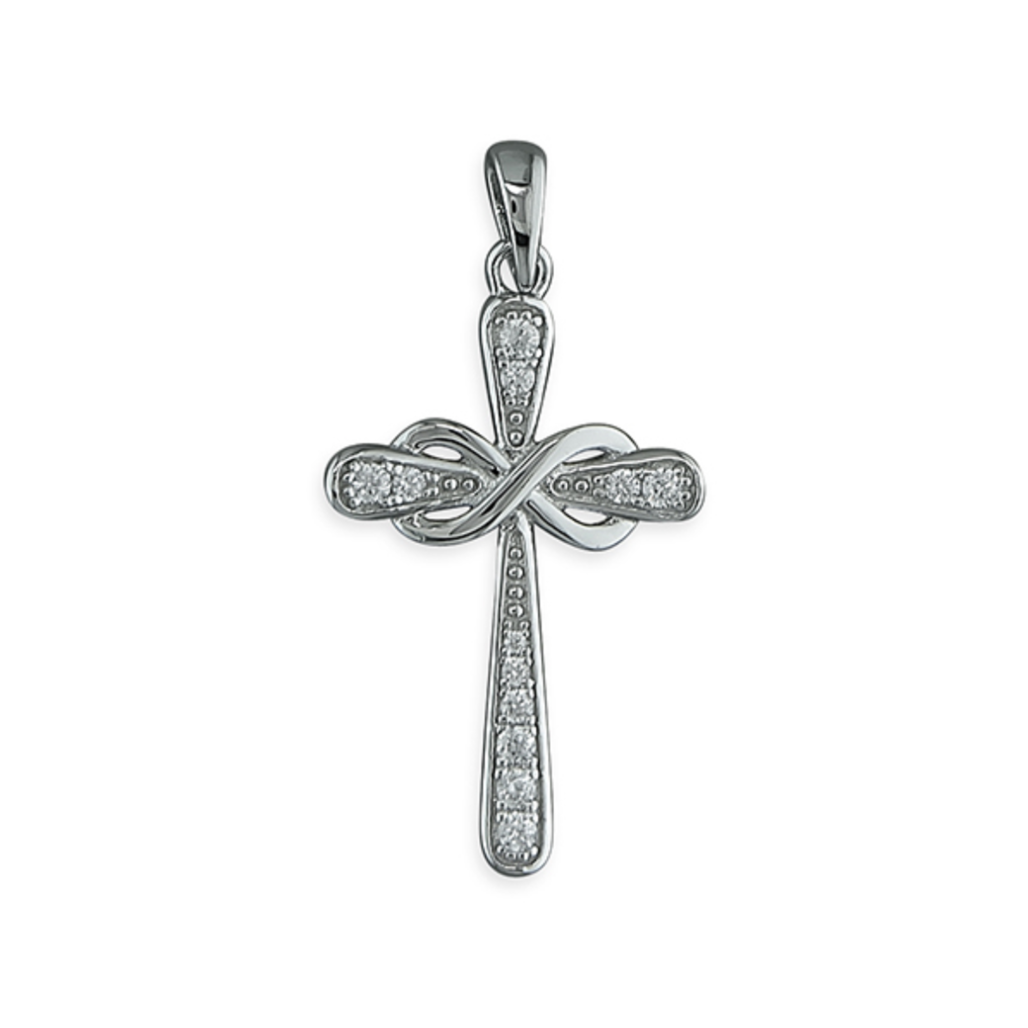 Silver diamond sales cross pendant