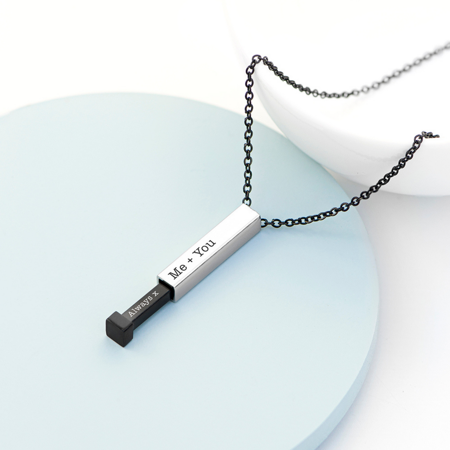 Men's Square Hidden Capsule Message Necklace