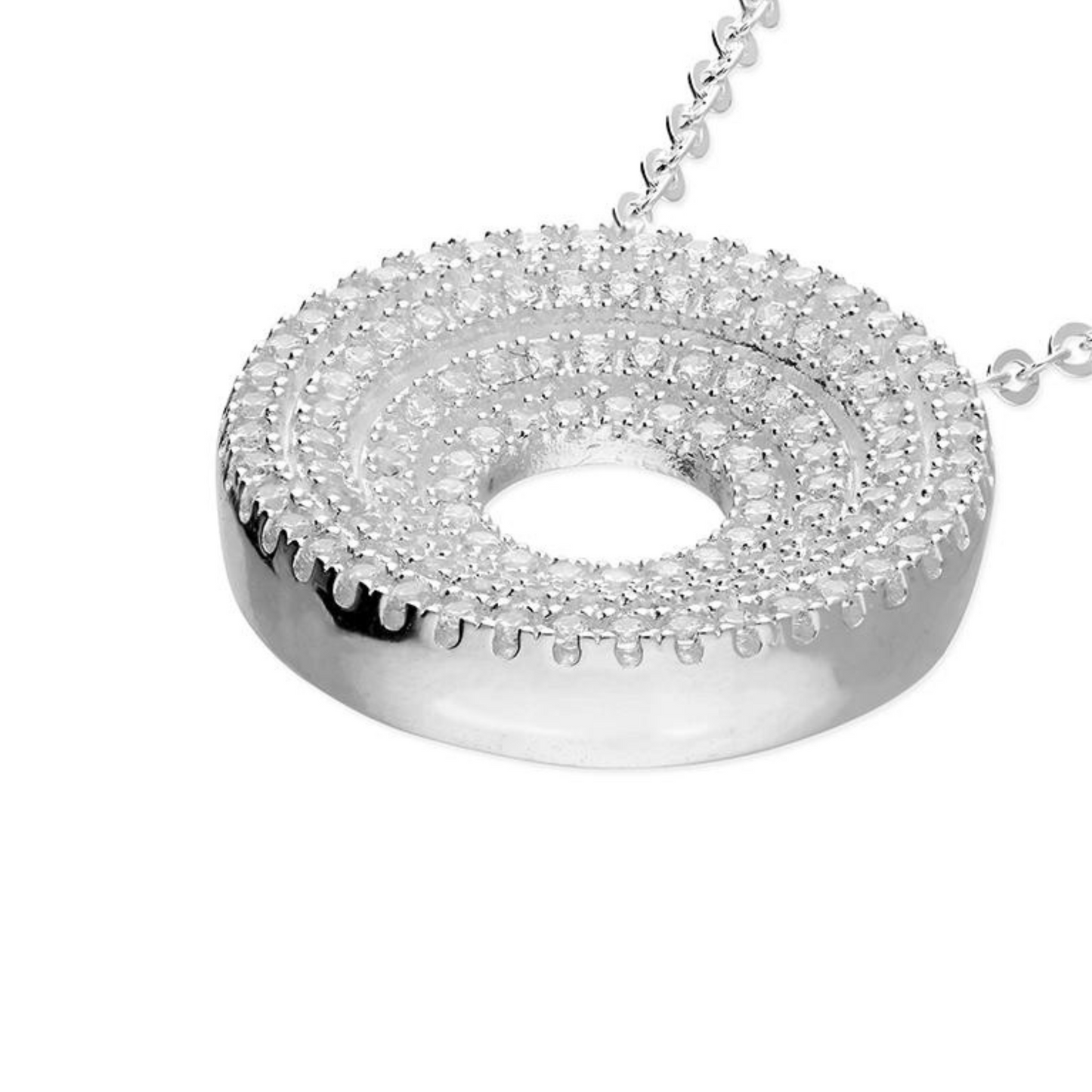 Concentric Circles Necklace With Cubic Zirconia