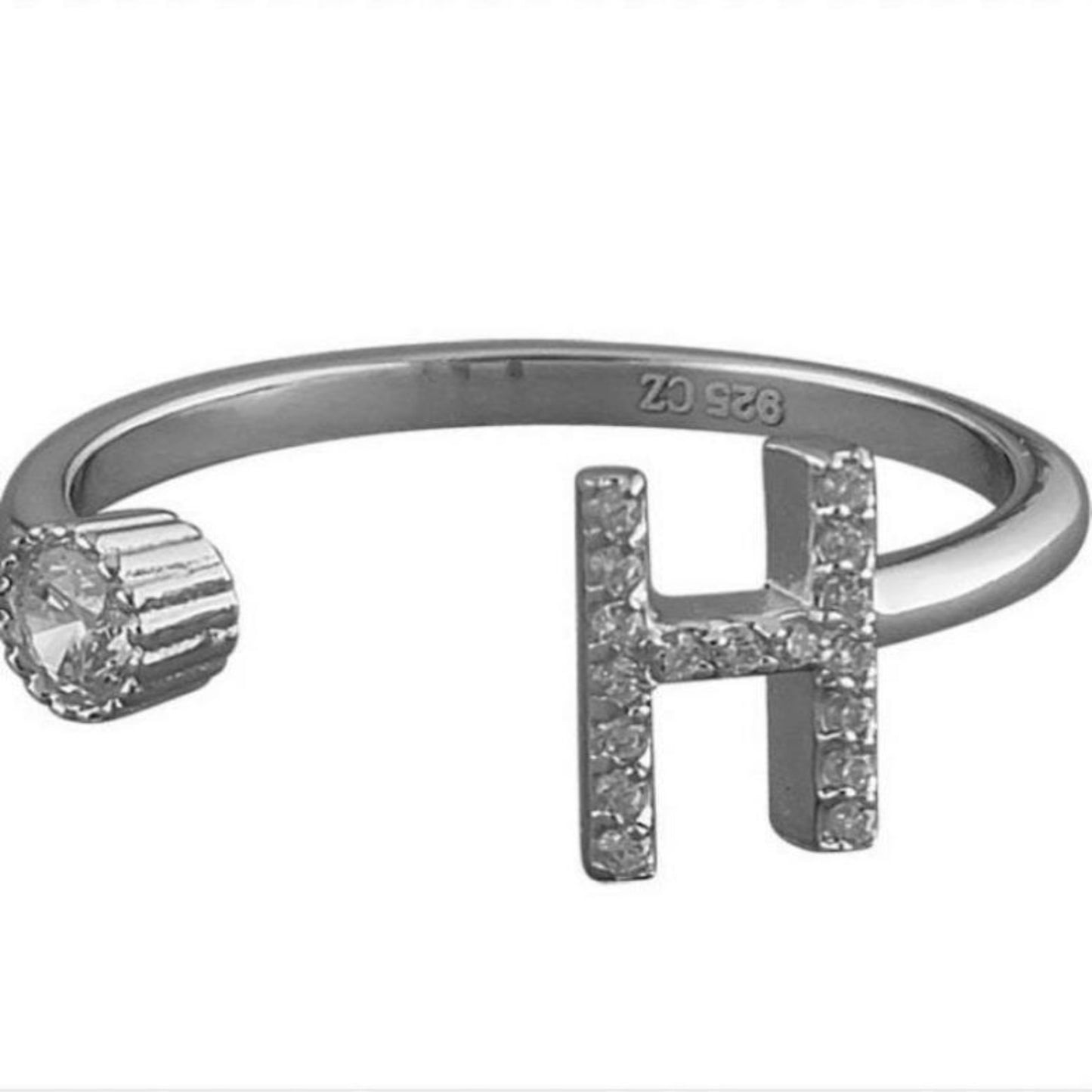 Adjustable Initial Ring Sterling Silver