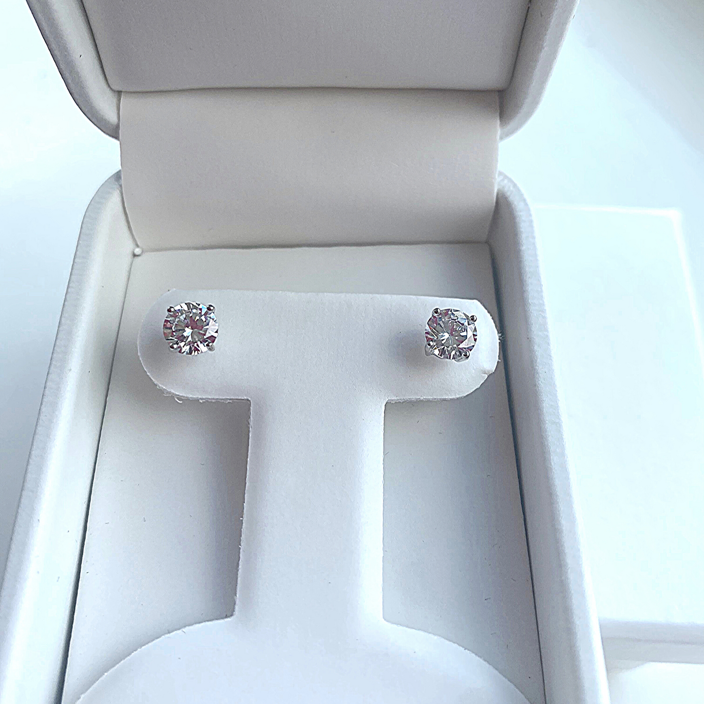 Solitaire Stud Earrings - Sterling Silver
