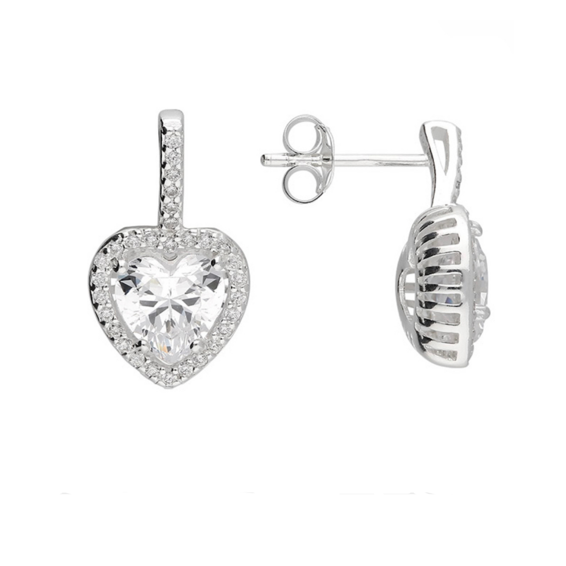 silver heart earrings