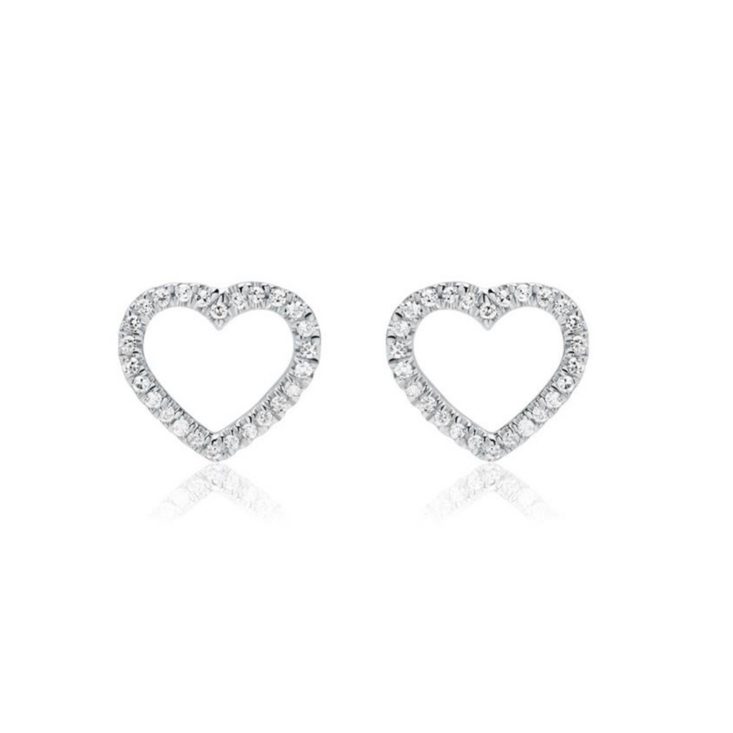 sterling silver heart stud earrings