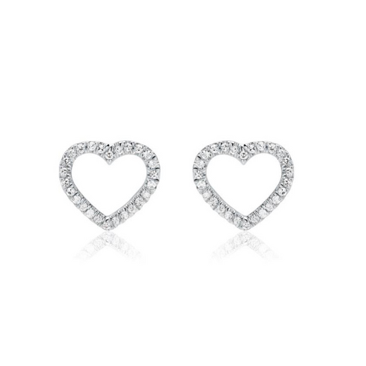 sterling silver heart stud earrings