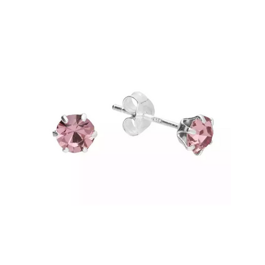 pink stud earrings silver