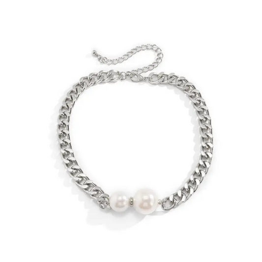Silver and Pearl Choker Necklace