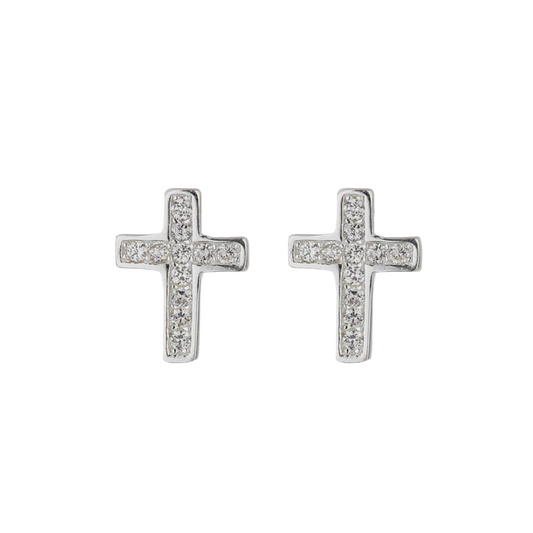 cross earrings silver