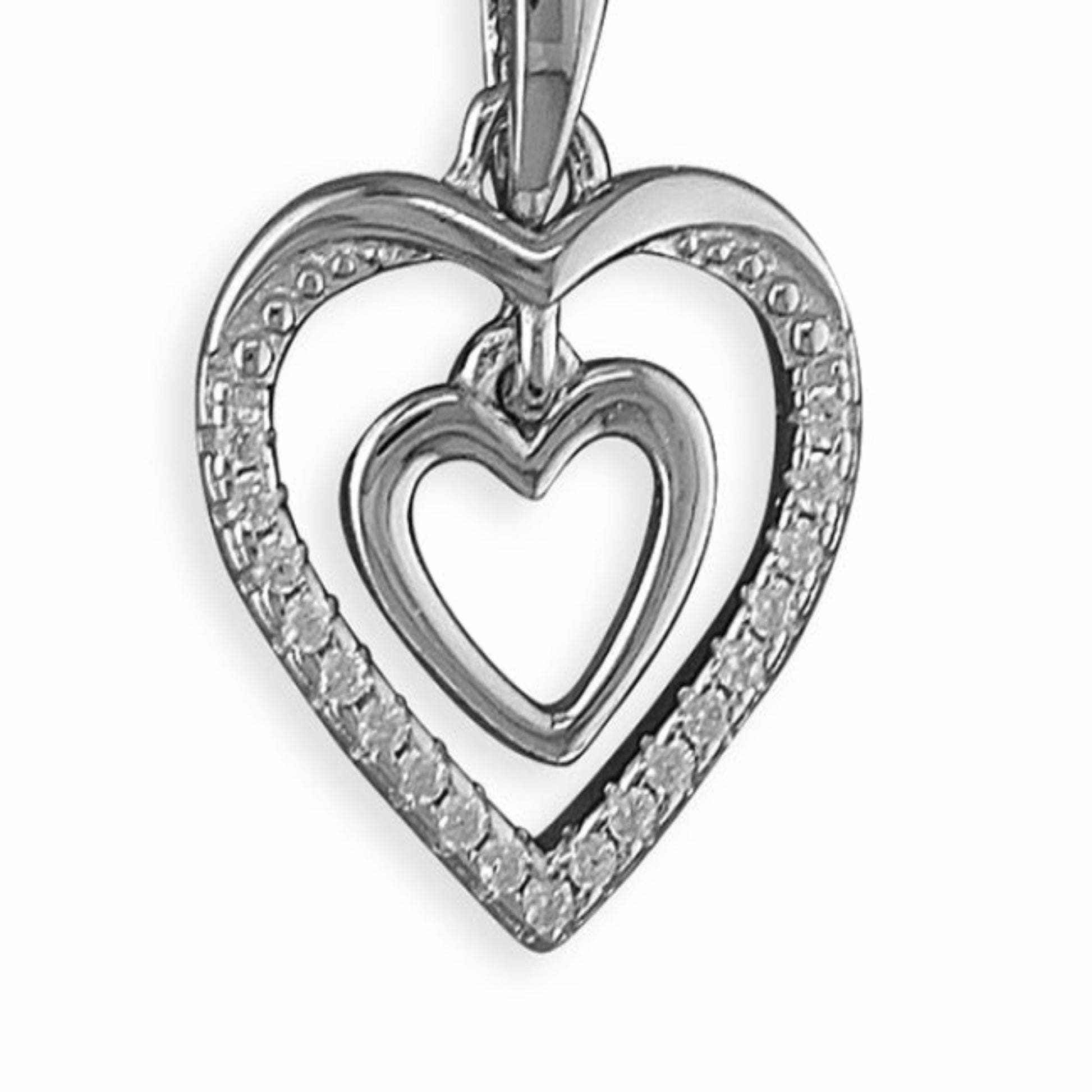silver double heart necklace