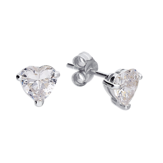 heart studs silver